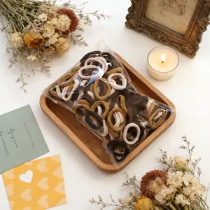 50PCS Seamless Cotton Hair Ties (Multi-Tone): Soft Fabric Hair Bands for Thick Hair - No Crease Ponytail Holders