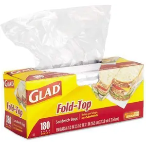 Fold Top Sandwich Bags, Plastic Bags 180-Count