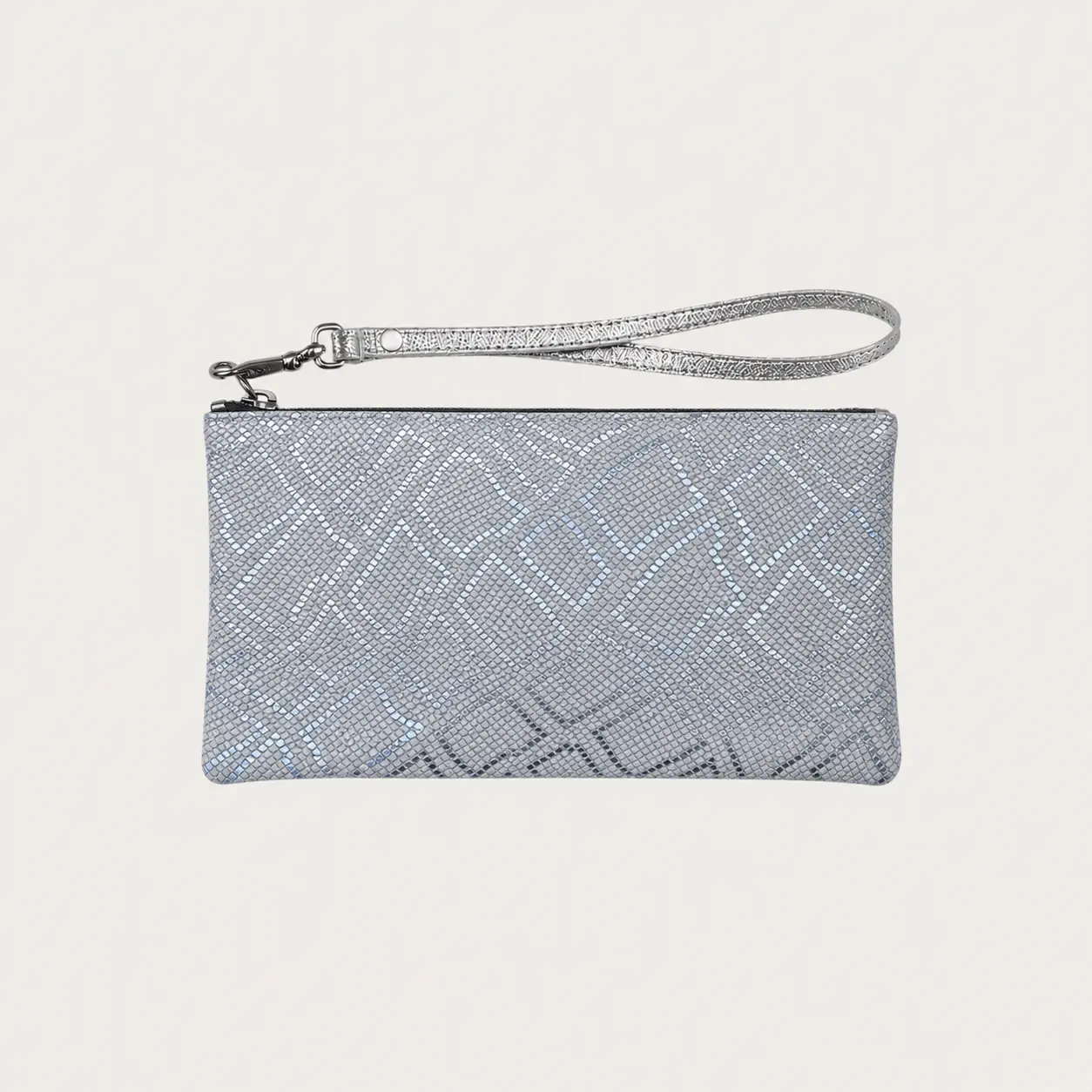Women's Buttery Leather Pauly Mini Fanny Pack - Casual Zip Closure Pouch with Strap Attachment, Silver Snake Print, Mini Clutch & Wristlet