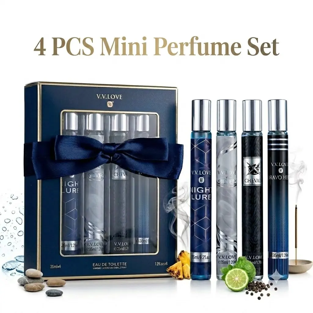 Unisex 4x35ml Mini Eau de Parfum Travel Set - Smoky Pineapple, Citrus Incense, Fresh Marine, Peppery Bergamot Scents - Woody Aromatic, Fresh Aquatic Notes - Clean Vegan Long-Lasting Luxury Gift