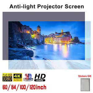 High-definition Anti-light Projection Screen 60/84/100/120 Inch Brighten Home Projector Screen Portable Movie Projection Curtains Screen Folding Reflective Cloth Home Theater Screen