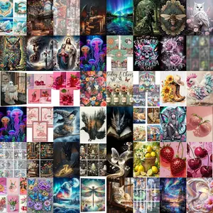 Random 5D Diamond Painting12X12in/12X16in/14X14in, Square/Round Drills Random, Animal Floral DIY Art Kit for Home Decor Gift