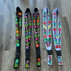 ESTHER Key-Holder- Floral Mexican Print Lanyard with Vibrant Floral Embroidery for Keys and Accessories