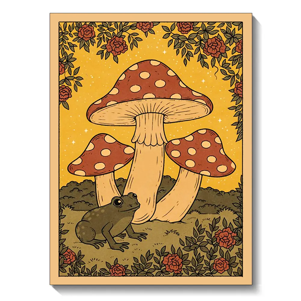 1Pc Cute Mushroom Tarot Card Diamond Painting 5D Diy Full Round Water Diamond Mosaic Embroidery Cross Embroidery Kit Home Decoration Gift 30x40cm /11.81x15.75inch
