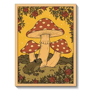 1Pc Cute Mushroom Tarot Card Diamond Painting 5D Diy Full Round Water Diamond Mosaic Embroidery Cross Embroidery Kit Home Decoration Gift 30x40cm /11.81x15.75inch