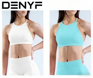 Women's High Elastic Seamless Yoga Bra Set  Racerback Push Up Sports Bra With Removable Pads & High Waisted Leggings