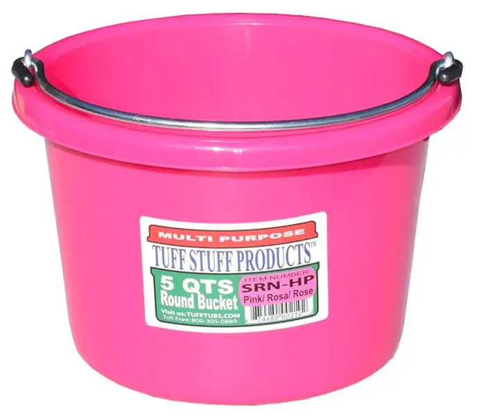 Tuff Stuff Products SRNHP Multi-Use Polyethylene Plastic 5 qt. Round Hot Pink Home Care Bucket, Ideal for Home Use