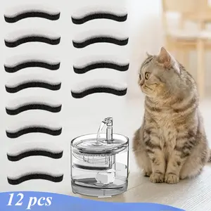 12PCS Cat Water Fountain Filters Pre Filter Sponges Replacement for Pet Water Dispenser, Universal Fit