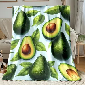 1pc Avocado Pattern Printed Blanket. Soft And Warm Flannel Blanket Travel, Camping, Sofa, Livingroom, Couch, Chair, Bed. Family Or Friends 280GSM 3 Sizes Available (30x40in/50x60in/60x80in)