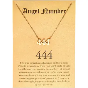 2000s jewelry Old English Angel &amp; Number Necklace Numerology Jewelry for Women  Plated Stainless Steel