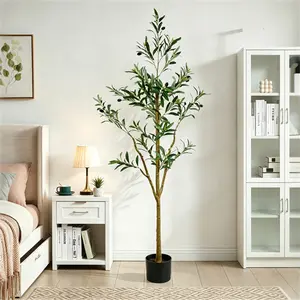 Faux Olive Tree 5FT, Artificial Olive Tree Indoor with Realistic Leaves & Fruit, Tall Fake Olive Plant for Living Room Home Office Decor