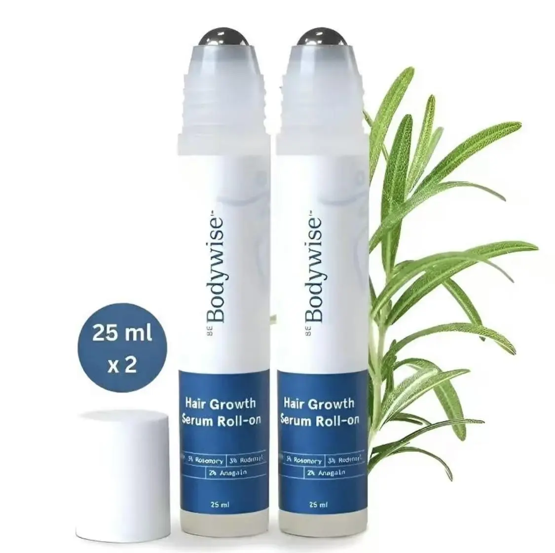 2PCS Be Bodywise Hair Growth Serum Roll-on -3% Rosemary & Redensyl Hair ThickeningTreatment 24-HR FAST SHIP