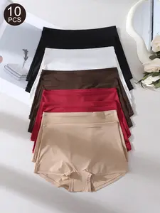 10PCS Women's Lightweight Breathable Mid-Waist Briefs, Soft Fabric, Comfortable Everyday Wear, Pack of 10, All Seasons