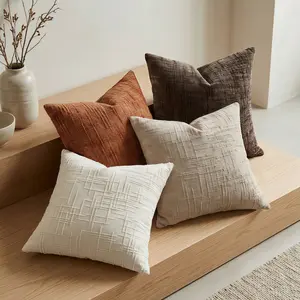 Spring Cream Snowy Nellie Yarn Pillowcase 18x18, Soft Comfortable Chunky Knit Sofa Cushion Cover, Modern Farmhouse Boho Decorative Pillows