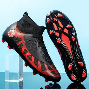 [Professional Soccer Cleats] 1 Pair Professional Soccer Cleats - Men's AG/FG Outdoor Artificial Grass Training Shoes - Faux Upper, TPU Sole, Fabric Lining & Insole, Lace-Up Closure, Random Pattern Design Football Boots