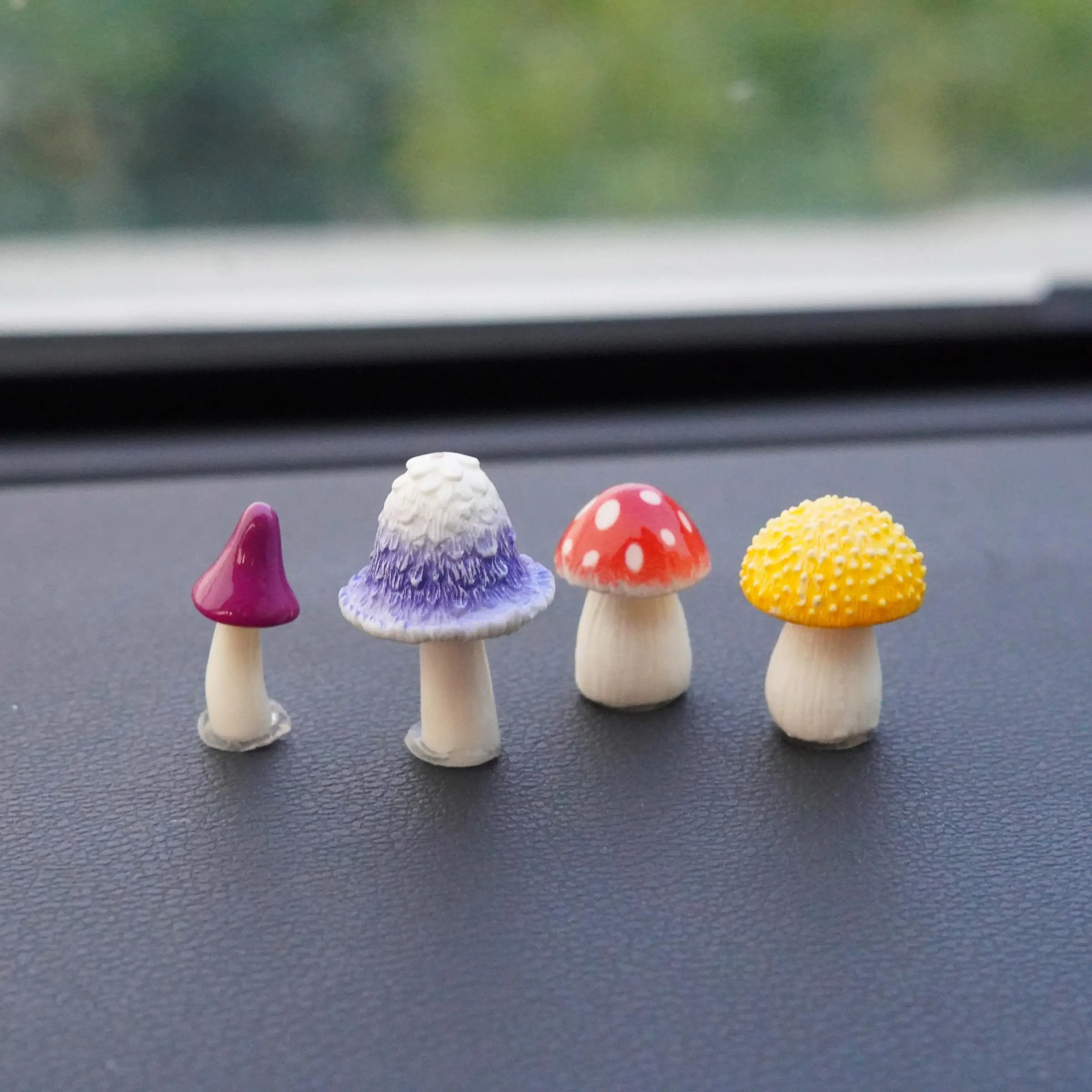 Simulation Mushroom Car Decoration, 4 Counts/set Car Interior Decoration, Car Dashboard Decoration, Car Interior Accessories for Women & Men, Gifts fo