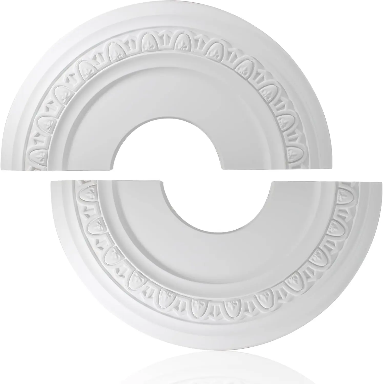 Split Lighting Ceiling Medallions for Light Fixtures and Ceiling Fans, 12" OD x 4" ID Round Ceiling Cover Plate, PU Ceiling Fan Medallion, White