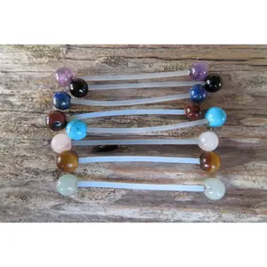 Pick Your Own Natural Stone 6mm Stones Pregnancy Bio-flex Belly Ring