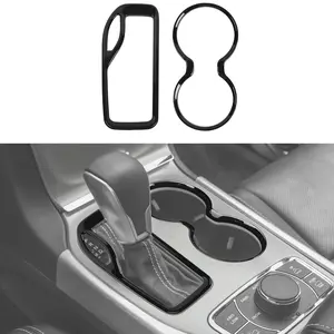 Center Console Gear Shift Cup Holder Cover Trim Ring, Laser-Cut Self-Adhesive Car Interior Cover, DIY Install Car Accessory for 2016-2021 Grand Cherokee Automotive Interior Sticker