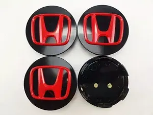 Honda Premium Quality Black/Red Wheel Center Caps 69MM for Accord Civic CRV Pilot Element CRZ Ridgeline Easy Installation