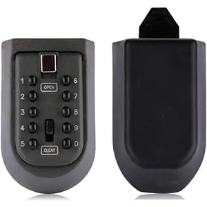 Indoor & Outdoor Key Lock Box Wall Mounted Push Button Combination Key Safe Storage Security Lock Box with Black Rubber Cover & Wall Bolt Fixings for 5 to 7 Mortise Style Keys