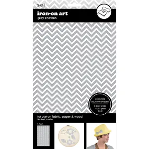 9-4194 Grey Chevron 5.5 x 9.25 Inch Flocked Iron-on Sheet - Cut Your Own Design