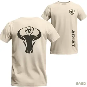 ARIAT T-shirt - Minimalist Bull Head Graphic With Logo, Modern Style, Suitable For Men And Women, Soft Material, able For All Activities