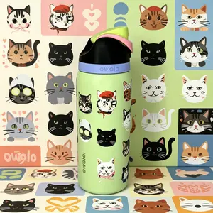 Owala 32oz Adorable Kitten Print Stainless Steel Water Bottle Insulated Travel Mug Leak-proof Keep