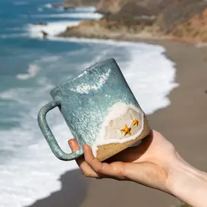 Starfish Ocean Shoreline Mug - Handmade Ceramic Coffee & Tea Cup