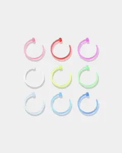 9PCS Colorful Acrylic Nose Hoop Set