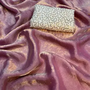 Luxury Purple Satin Fabric with Gold Accents and White Embroidery for Elegant Home Decor and Special Occasions