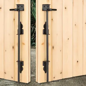 24" Heavy Duty Cane Bolt Gate Drop Rod-Steel Gate Ground Latch Designed for  Metal Vinyl Gates or Double Doors Fence Applications-2 Pack