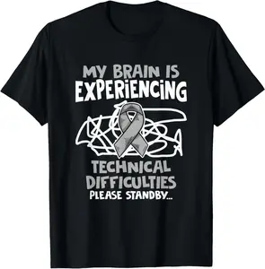 100% Cotton My Brain Technical PD Patients Parkinson's Disease Warrior T-Shirt