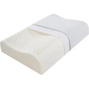 Cervical Neck Pillow for Pain Relief - Ergonomic Organic Nature Latex Foam Pillows for Side, Back Sleepers, Medium Firm Soft Pillow for Neck with Breathable Cover (3.9"/4.7")