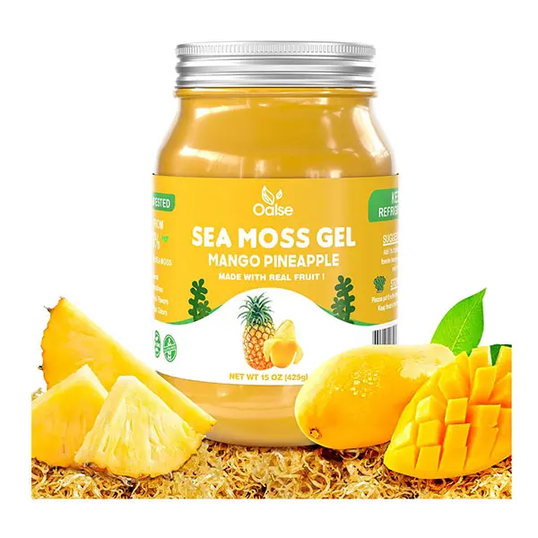 Sea Moss Gel, Mango Pineapple Flavor, Natural Sea Moss with 92 Minerals & Vitamins, Supports Immune Health, Energy & Overall Wellness, Vegan, Non-GMO, Gluten-Free, 15 oz