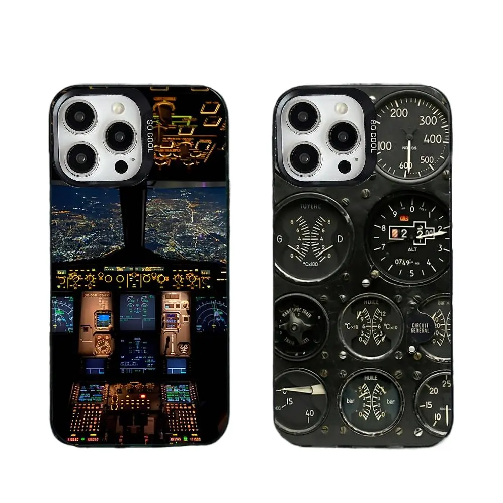 Aeroplane Pilot Cockpit Phone Cases For iPhone 17 16 15 14 13 12 Promax Pro Air Plus Black Candy Matte Shockproof Cover