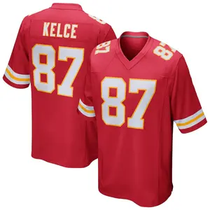 Kansas City Kelce 87 Red/White Football Player Game Jerseys, Sports Stitched T-shirts Top for Men Women Youth Boys Girls