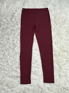 Soft Stretchy Red Basic Leggings Elastic High Waist Casual Daily Workout Pants