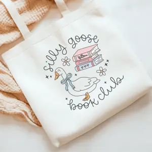 Silly Goose Book Club Sublimated Canvas Tote Bag