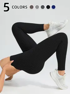 Women's High Waist Solid Color Yoga Leggings, Skinny Yoga Bottoms, Full-Length Sports Pants, Quick-Dry Breathable Four-Way Stretch, Fitness Running Training