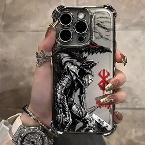 Berserk Guts Hot Blood Anime Plating Case For iPhone 17 Air 16,15,14,13,12,11,Pro,MAX Anti-Fall Airabag Back Cover