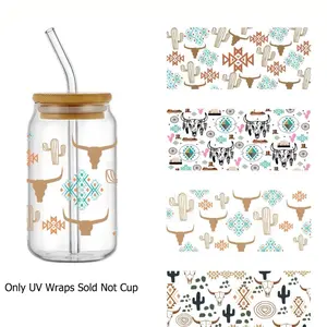 Western UVDTF Wraps Choose Your Favorite Design Cactus & Bull Skull Patterns Only UV Wraps Sold Not Cup
