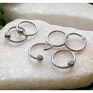 6pc Value Pack Fixed Ball 316L Surgical Steel Captive Bead Rings 16g or 18g