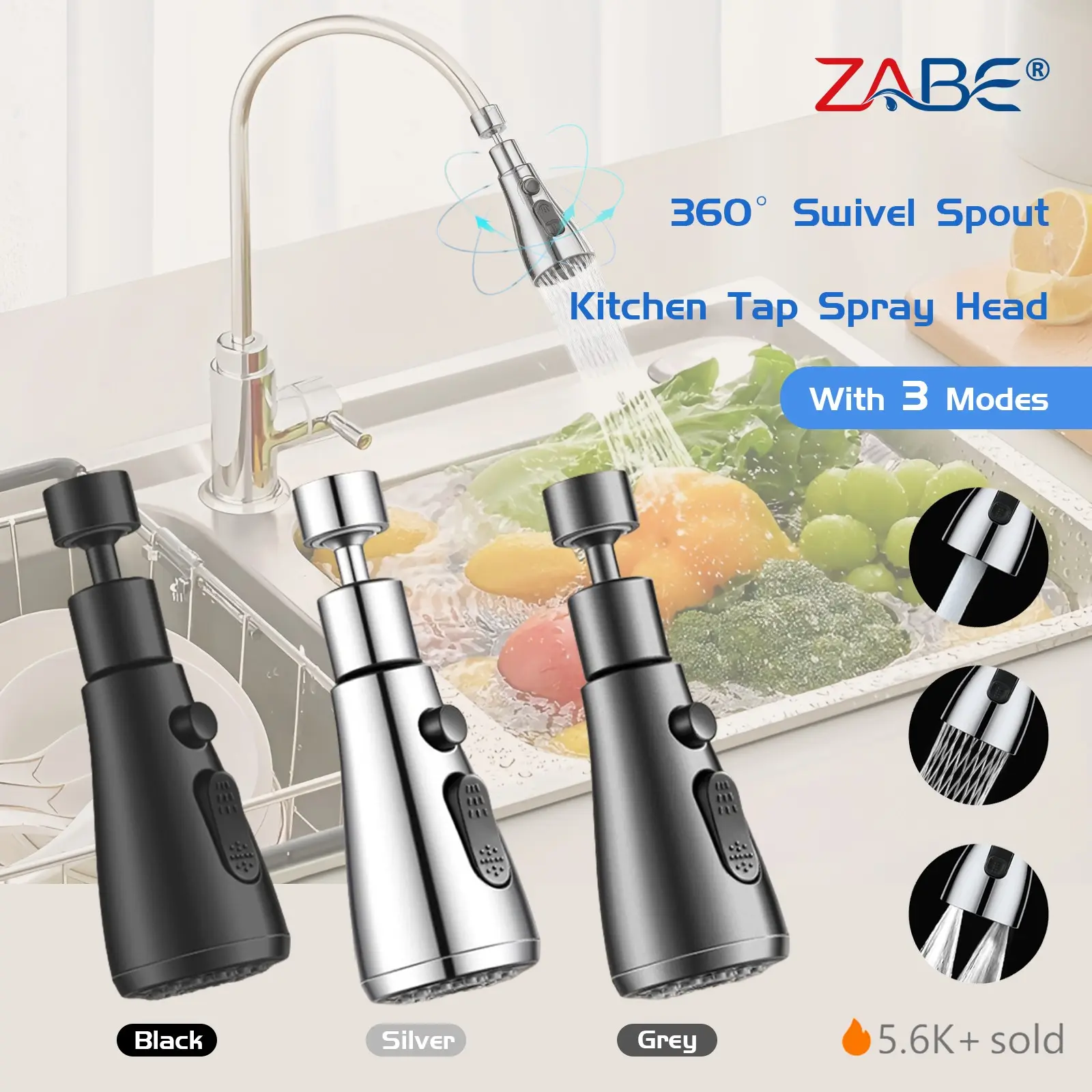 Multifunctional Durable Multi Purpose Kitchen Faucet for Kitchen Sink with 3 Water Flow Modes, Filter & Delay Device, Universal Rotation, Durable Structure, Modern Style, Rotatable Rotary Faucet