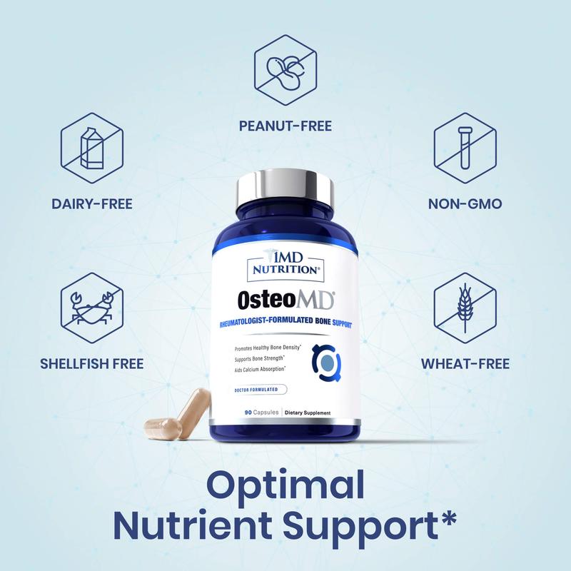 1MD Nutrition OsteoMD -Comprehensive Bone Density Support - Vitamin D3 & K2, Calcium & Calzbone Extract