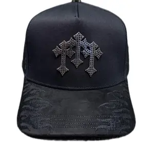 Hat Crosses In God we Trust BLK Crystals