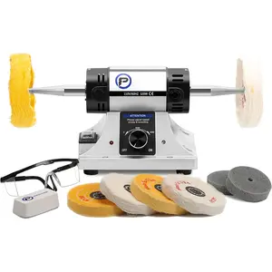 Polisher - Adjustable Variable Speed Bench  Polishing & Buffing Machine,  Buffer & Lathe - Includes 6 Cloth Wheels, 2 Abrasive Fiber Wheels, Safety Glass, Polish Compound
