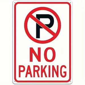 1pc Durable Metal "No Parking" Sign with Symbol - UV Resistant, Weatherproof, Waterproof Ink, Easy to Install, Suitable for Outdoor Use, Outdoor Sign |   Weatherproof Sign |   Durable Metal Sign