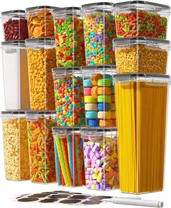 AISOON 68 PCS Airtight Food Storage Containers with Lids BPA Free Kitchen Organization Set Dishwasher Safe Reusable Silicone Cereal & Flour Dispensers