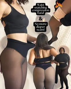 NEW COMPRESSION BAND & ONE SEAM OPTION! THEORIGINAL MAGIC FLEECE LINED LEGGINGS XXS TO 3XL 4SHADES CLOSED FOOT Fleece Tights Plus Size LightBrown Fur Cozy Comfort
